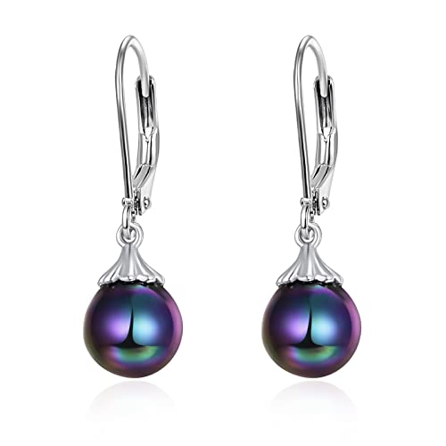 Schwarze Perlenohrringe für Damen Sterling Silber Schwarze Perle Tropfen Ohrringe baumeln Perlenschmuck Geschenk für Damen mit Geschenk Box von AENEAS