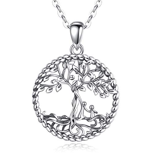 AEONSLOVE Lebensbaum Kette Damen Mutter Tochter Kette Baum des Lebens Anhänger Silber 925 Muttertag Mama Halskette Geschenk für Mütter Oma Mothers Day Gifts (2 Kinder) von AEONSLOVE