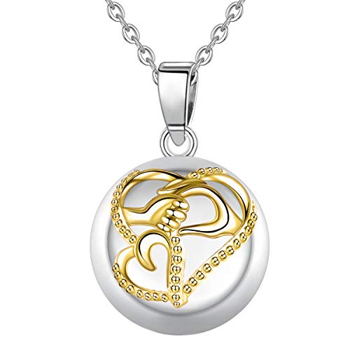 AEONSLOVE Bola Klangkugel Kette Schwangerschaft, Gold Engel Anrufer Halskette Mutter und Baby Tochter Hand Anhänger Lang Ketten Schmuck Geschenk für Damen Schwangere Frau Mutter von AEONSLOVE