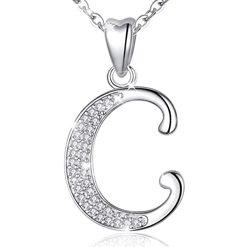 AEONSLOVE Damen Buchstaben Kette Silber Halskette Buchstabe C Kette Mit Buchstaben Brief des Alphabets Initiale Anhänger mit Zirkonia Schmuck Geschenk für Mädchen AEONSLOVE Damen Buchstaben Kette Silber Halskette Buchstabe C Kette Mit Buchstaben Brief des Alphabets Initiale Anhänger mit Zirkonia Schmuck Geschenk für Mädchen von AEONSLOVE