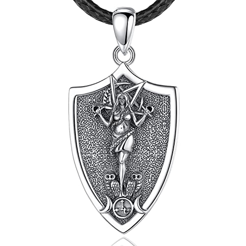 AEONSLOVE Göttin Lilith Kette 925 Sterling Silber Vintage Lilith Amulett Anhänger Halskette für Frauen Mädchen Hexenschmuck, 60cm Kette von AEONSLOVE