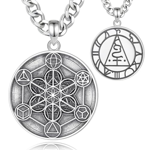 AEONSLOVE Metatrons Würfel Halskette Silber 925 Heilige Geometrie Anhänger Herren Damen Erzengel Metatron Medaille Metatrons Würfel Schmuck von AEONSLOVE