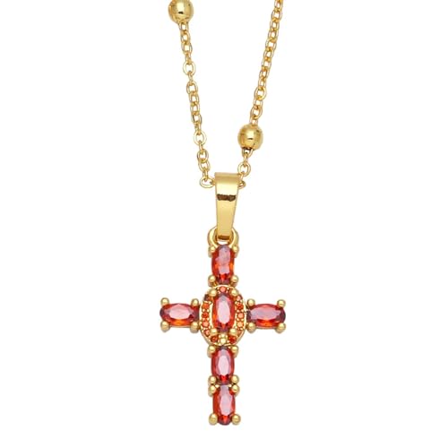 AEQEHVC Bunte Kreuz-Halskette für Damen, schön und vielseitig, kann zu jedem Stil getragen werden, Einstellbar, Zirkonia von AEQEHVC