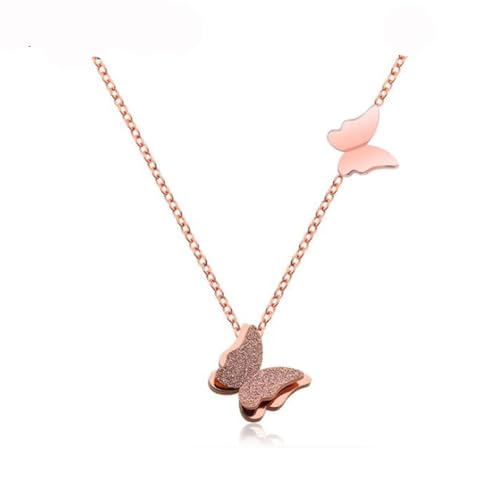 AEQEHVC Halskette mit doppeltem Schmetterlingsanhänger, für Damen und Mädchen, modische Halskette, geeignet für den täglichen Gebrauch, Einstellbar, Zirkonia von AEQEHVC