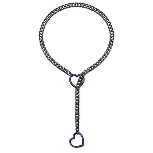 AEQEHVC Herzförmige Halskette, Persönlichkeit, Punk-Rock, kubanischer langer Kettenring, verschiebbarer Damen-Choker, Einstellbar, Zirkonia von AEQEHVC