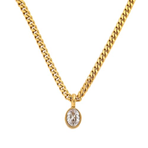 AEQEHVC Leichte, luxuriöse, süße dicke Kette, ovaler Anhänger, Halskette für Frauen, exquisit und vielseitig, die gestapelt getragen werden kann von AEQEHVC