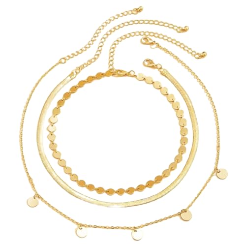 AEQEHVC Mehrschichtige Halskette im Retro-Stil für Damen, exquisit und vielseitig, kann gestapelt getragen werden von AEQEHVC