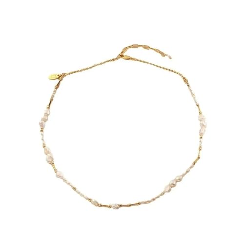 AEQEHVC Modische Barockperlen-Halskette für Damen, exquisit und vielseitig, kann gestapelt getragen werden von AEQEHVC