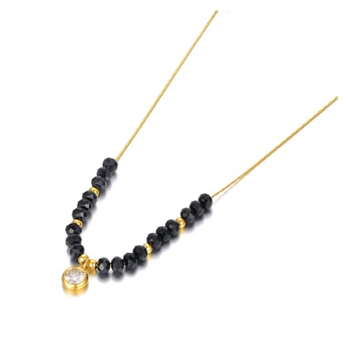 AEQEHVC Modische Halskette mit Anhänger, rund, geeignet für Damen, modische Halskette, geeignet für den täglichen Gebrauch, Einstellbar, Zirkonia von AEQEHVC