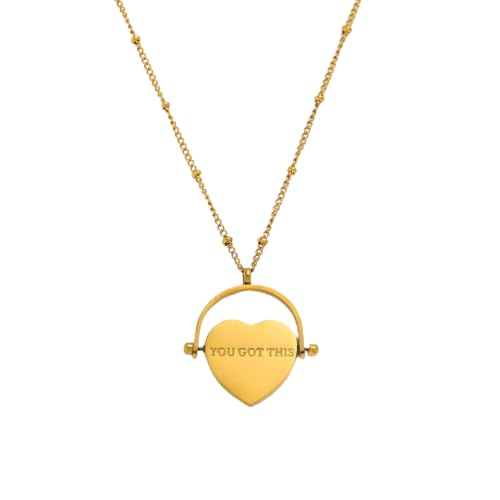 AEQEHVC Modische doppelseitige Herzanhänger-Halskette für Frauen, exquisit und vielseitig, die zu jedem Stil getragen werden kann von AEQEHVC