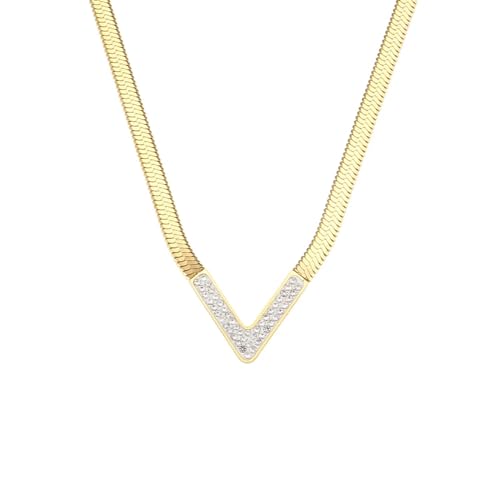 AEQEHVC V-förmige Fischgräten-Kette, Choker, modisch für den täglichen Gebrauch, Einstellbar, Zirkonia von AEQEHVC