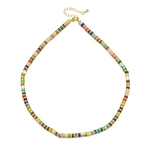 Bohemian-Halskette, bunt, schlicht, modische Damen-Perlen-Halskette, Designer-Schmuck, Einstellbar, Zirkonia von AEQEHVC