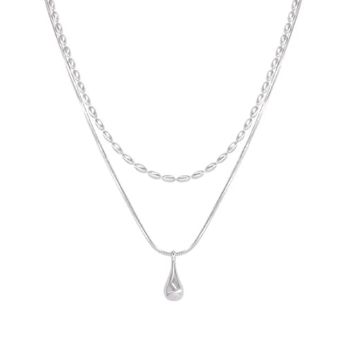 Einfache, doppellagige Halskette mit Wassertropfen-Anhänger, weiblicher Modeschmuck, Freundes-Party von AEQEHVC