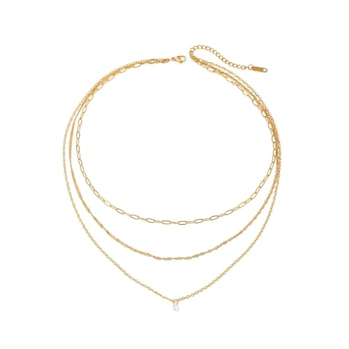 Exquisite und modische Halskette mit dreilagigem Twist-Kettenanhänger, Schmuck, vielseitige Halskette, die zu jedem Stil getragen werden kann von AEQEHVC