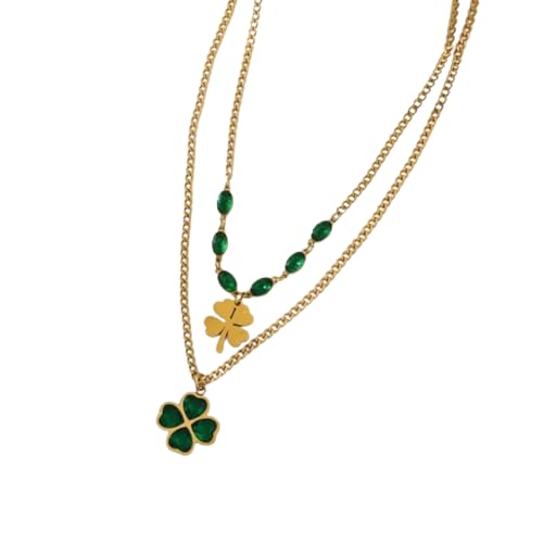 Grüne Halskette mit Anhänger für Damen, modisch, Party, doppellagig, Choker, Schmuck, stilvoll, für den täglichen Gebrauch von AEQEHVC