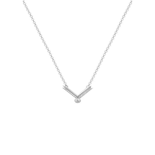 Halskette mit 925er-Buchstaben-V-Anhänger für Damen, modischer exquisiter Schmuck, schlichtes Persönlichkeitsaccessoire, Einstellbar, Zirkonia von AEQEHVC