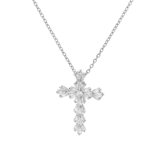 Halskette mit Gothic-Kreuz-Anhänger, luxuriöse Halsketten für Damen, trendiger Schmuck, schön und vielseitig, kann zu jedem Stil getragen werden, Einstellbar, Zirkonia von AEQEHVC