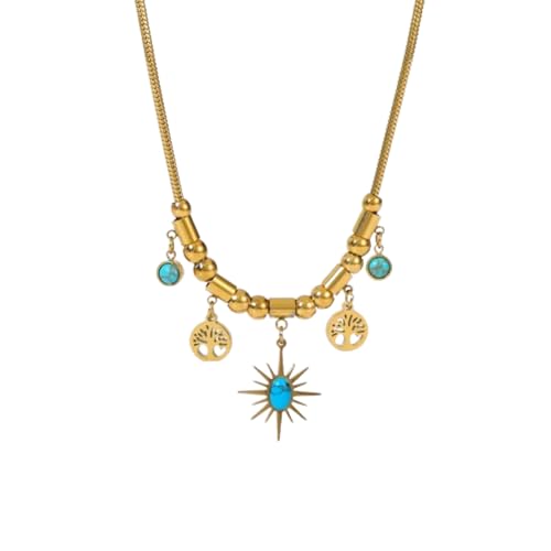 Halskette mit blauem Stern-Anhänger für Damen, Modeschmuck für den täglichen Gebrauch von AEQEHVC