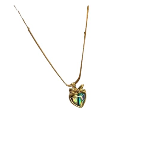 Herzförmige Schleife, bunt, Schlangenknochen-Anhänger, Halskette, elegantes Damen-Accessoire, hochwertiger Schmuck von AEQEHVC
