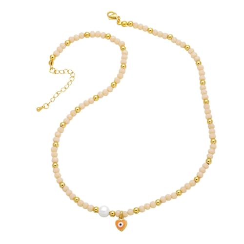 Mehrfarbige Perlenkette für Damen, Schlüsselbeinschmuck, schöne und vielseitige Halsketten, die gestapelt werden können, Einstellbar, Zirkonia von AEQEHVC