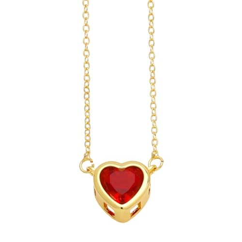 Mini-Halskette mit rotem Herz, schön und vielseitig, kann zu jedem Stil getragen werden, Einstellbar, Zirkonia von AEQEHVC