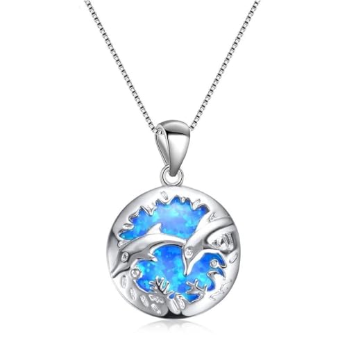 Modeschmuck Blumen-Halskette für Damen, Accessoires, Party, Mädchen, niedlicher blauer Anhänger, Einstellbar, Zirkonia von AEQEHVC