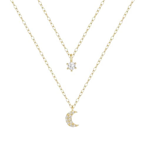 Modische 925 einfache stapelbare klare Anhänger-Halskette für Damen, Einstellbar, Zirkonia von AEQEHVC