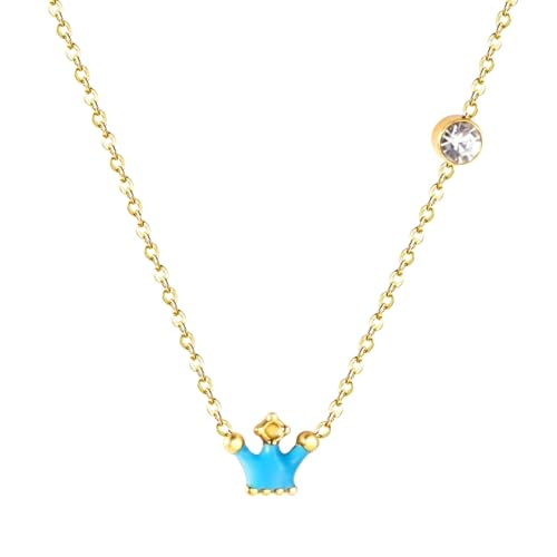 Modische Halskette mit Kronenanhänger, für Damen, Party-Schmuck, kann schön und vielseitig getragen werden, Einstellbar, Zirkonia von AEQEHVC