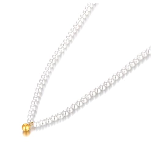 Modische weiße Perlenschnur-Halskette für Damen und Mädchen, Ball-Anhänger, Partyschmuck von AEQEHVC