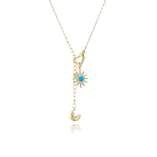 Modischer feiner Schmuck Stern Mond Halskette, Blau und Weiß Halskette für Frauen Mädchen Y-Form Kette, Einstellbar, Zirkonia von AEQEHVC