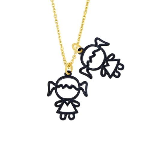 Niedliche Mädchen-Anhänger-Halskette, Freundschaftsschmuck, wunderschön, stapelbar, Einstellbar, Zirkonia von AEQEHVC