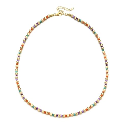 Niedliche Perlen-Halskette im Bohemian-Stil, mehrfarbig, kurzer Choker-Anhänger, süßer Halsschmuck für Frauen und Mädchen, Einstellbar, Zirkonia von AEQEHVC