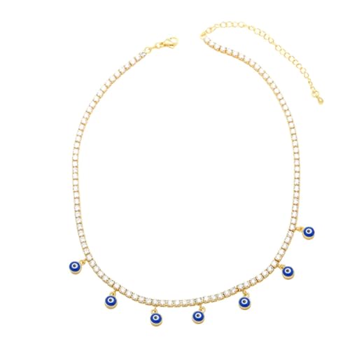 Zarte transparente Tennis-Halskette für Damen, bunter Perlenschmuck, Einstellbar, Zirkonia von AEQEHVC