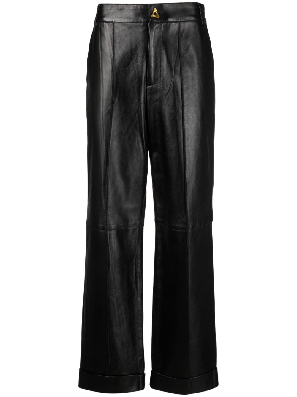 AERON Cropped-Hose aus Leder - Schwarz von AERON