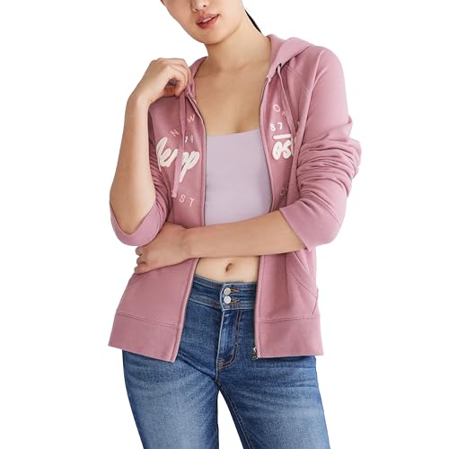 AEROPOSTALE Damen Aero Logo Full Zip Hoodie-Circle/Scripts, Nostalgie Rose, XXL von AEROPOSTALE