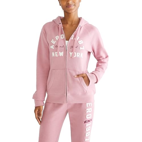 AEROPOSTALE Damen Logo Full Zip Hoodie-Arches-Ny Kapuzenpullover, Fox Glove, L (6er Pack) von AEROPOSTALE