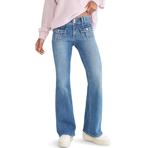 AEROPOSTALE Damen Low Rise Flare Jeans, Dunkle Waschung, 38 von AEROPOSTALE