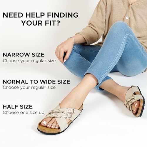 AEROTHOTIC Kork Recovery Slides für Damen mit Plantarfasziitis-Entlastung, bequemes Wildleder-Fußbett mit verstellbarer Schnalle, Kreuzriemen, Slipper, Freizeit, Reisen, Wandern, Strand von AEROTHOTIC