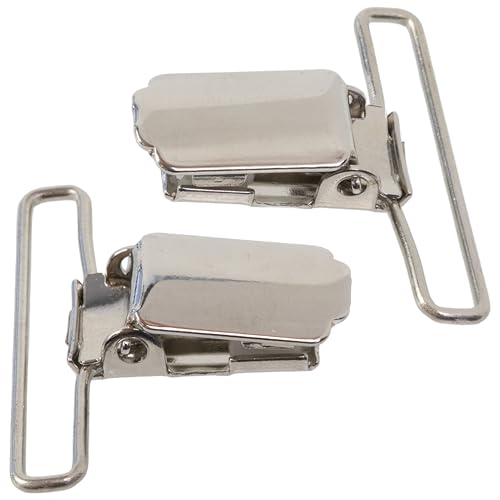 AERZETIX - 2er-Set Hosenträgerklammern - 40 mm Schlaufe - Latzhose Jeans Hose Kleidung Modedesign - silberfarben - aus Metall von AERZETIX