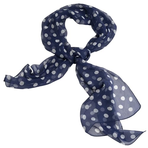 AERZETIX - C68687 - Halstuch schal aus 100% polyester mit seideneffekt muster weißen punkten - 50x160 cm - farbe dunkelblau von AERZETIX