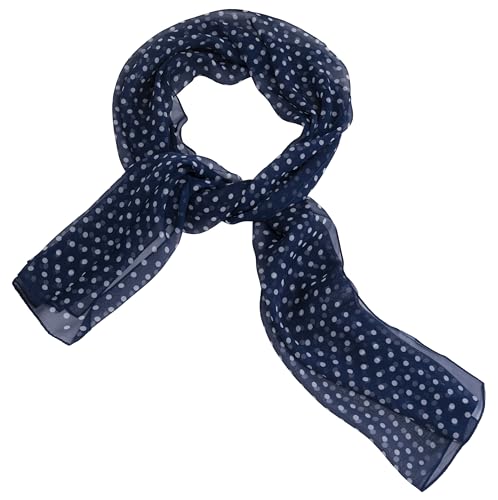 AERZETIX - C68698 - Halstuch schal aus 100% polyester mit seideneffekt muster weißen punkten - 50x160 cm - farbe dunkelblau von AERZETIX