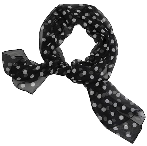 AERZETIX - C68702 - Halstuch schal aus 100% polyester mit seideneffekt muster weiße punkte - 50x160 cm - farbe schwarz von AERZETIX