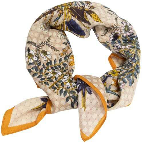 AERZETIX - C71507 - Buntes Halstuch Schal 65x65 cm aus 80% Baumwolle und 20% Wolle mit Blumen-muster - hauptfarbe orange von AERZETIX