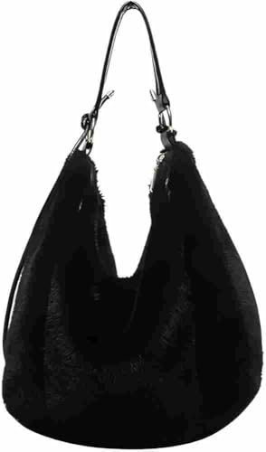 Fuzzy Tote Bag Faux Fur Handtasche,Purse Retro Fluffy Shoulder Bag with Zipper, Autumn and Winter Shopping Travel Bag, #2, 13 von AESZITTEW