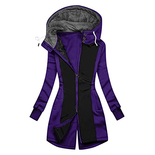 AEftrior Outdoorjacke Damen Winter Jacke Mantel Winterjacke Parka Warm Gefüttert Fleecejacke Slim Fit Jacke Kragen Mitte-Lange Mantel Übergangsjacke Kapuzenjacke von AEftrior