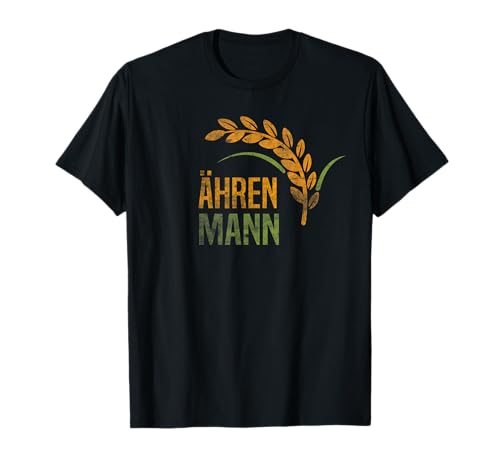 Ährenmann Designs Herren Vintage T-Shirt Bauer Spruch lustig Landwirt T-Shirt Schwarz S Cartoon Ährenmann Getreide Ähre T-Shirt von Ährenmann Designs