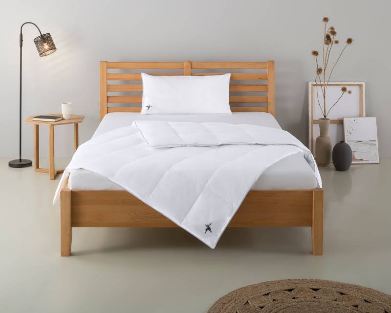 Älgdröm Daunenbettdecke + Kopfkissen "Lodiken, Bettdecke 135x200 cm, 155x220 cm, Decke Made in Germany" Set mit Kissen 40x80 cm, 80x80 cm, Frühling, Sommer, Herbst, Winter von Älgdröm