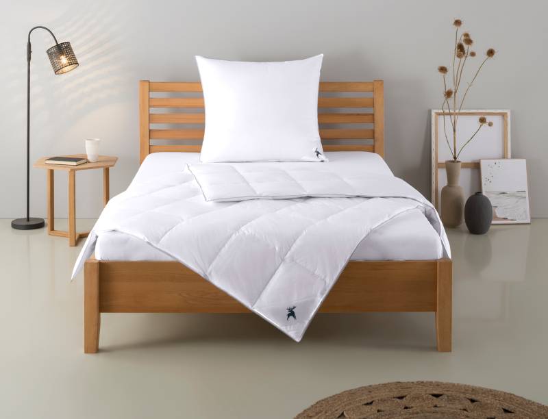 Älgdröm Daunenbettdecke + Kopfkissen "Lodiken, Bettdecke 135x200 cm, 155x220 cm, Decke Made in Germany" Set mit Kissen 40x80 cm, 80x80 cm, Frühling, Sommer, Herbst, Winter von Älgdröm