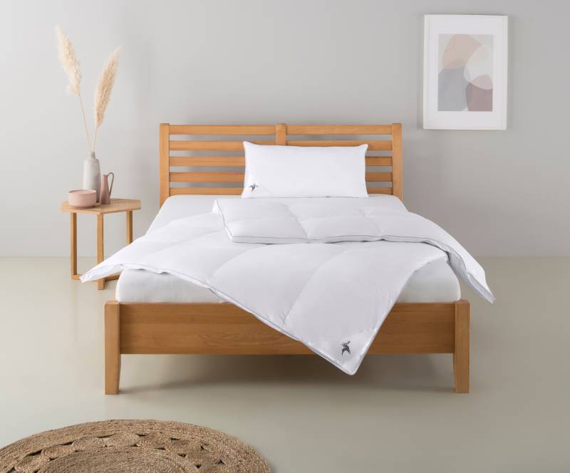 Älgdröm Daunenbettdecke + Kopfkissen "Lodiken, Bettdecke 135x200 cm, 155x220 cm, Decke Made in Germany" Set mit Kissen 40x80 cm, 80x80 cm, Frühling, Sommer, Herbst, Winter von Älgdröm