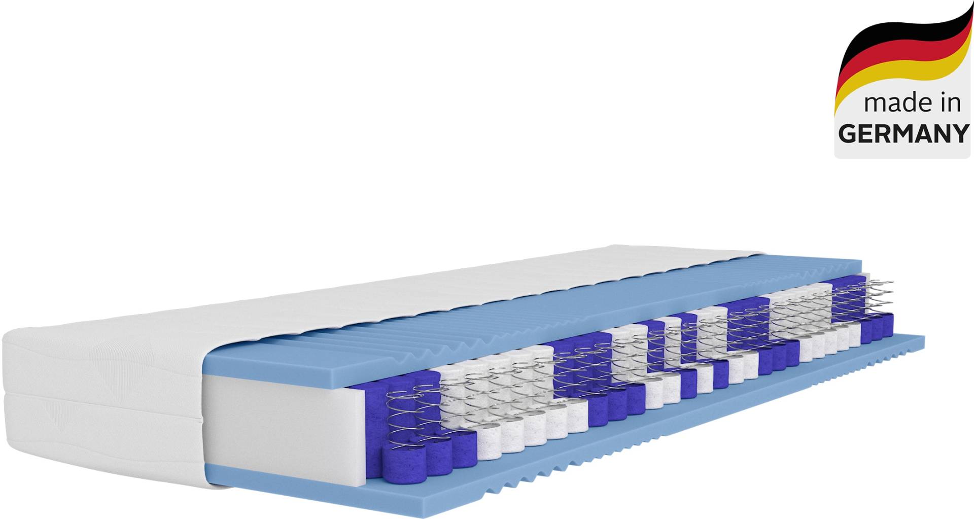 Älgdröm Taschenfederkernmatratze "NEUHEIT: Lasse, 7 Zonen Matratze 90x200 cm, 140x200 cm & mehr" 22 cm hoch 500 Federn 1-tlg.;Jugendliche;Kinder, 1 Stk. tlg. Matratze H2, H3 & H4, atmungsaktiv, Hausstauballergiker geeignet von Älgdröm